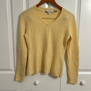 Navy Cutter‎ 100% Cashmere Sweater | Women’s S | Yellow Cable Knit | Soft Luxury